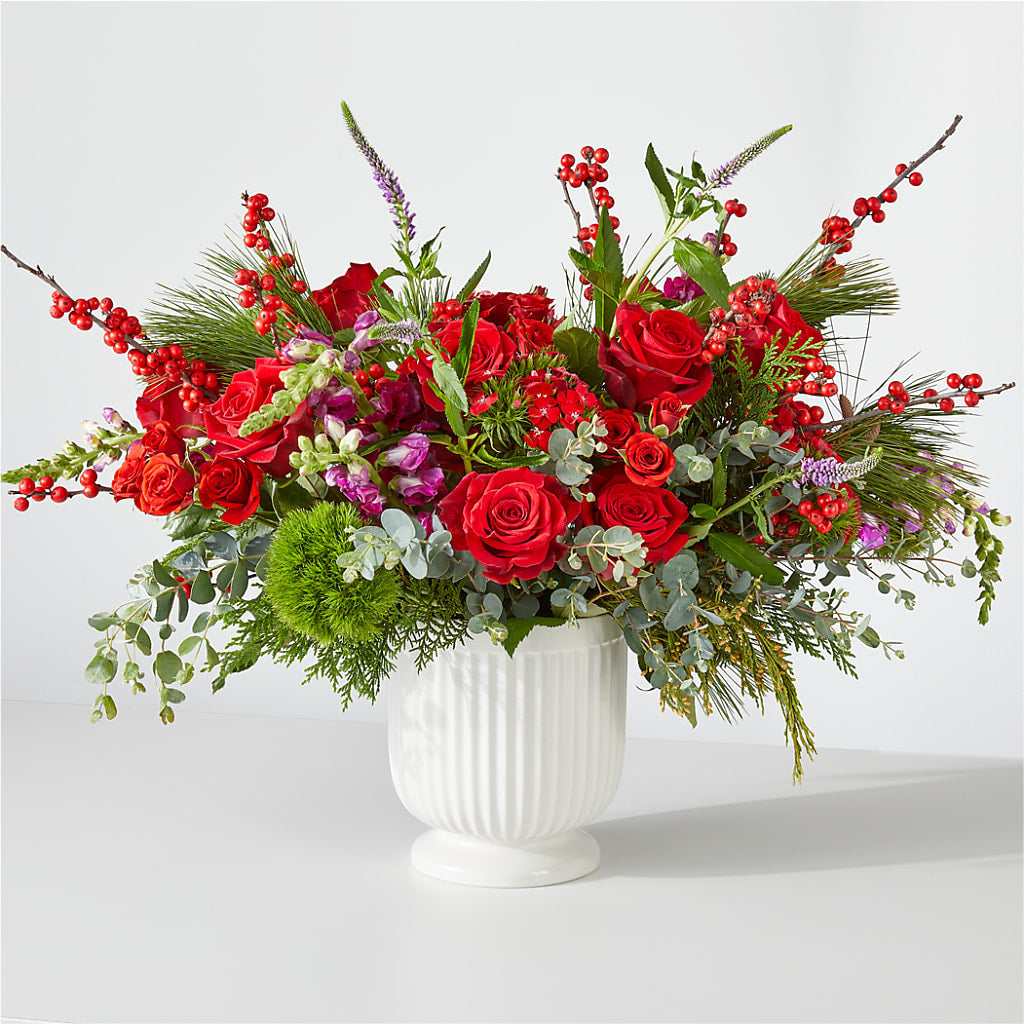Big Red Bow Bouquet – Tala Florist Northshore, North Vancouver BC