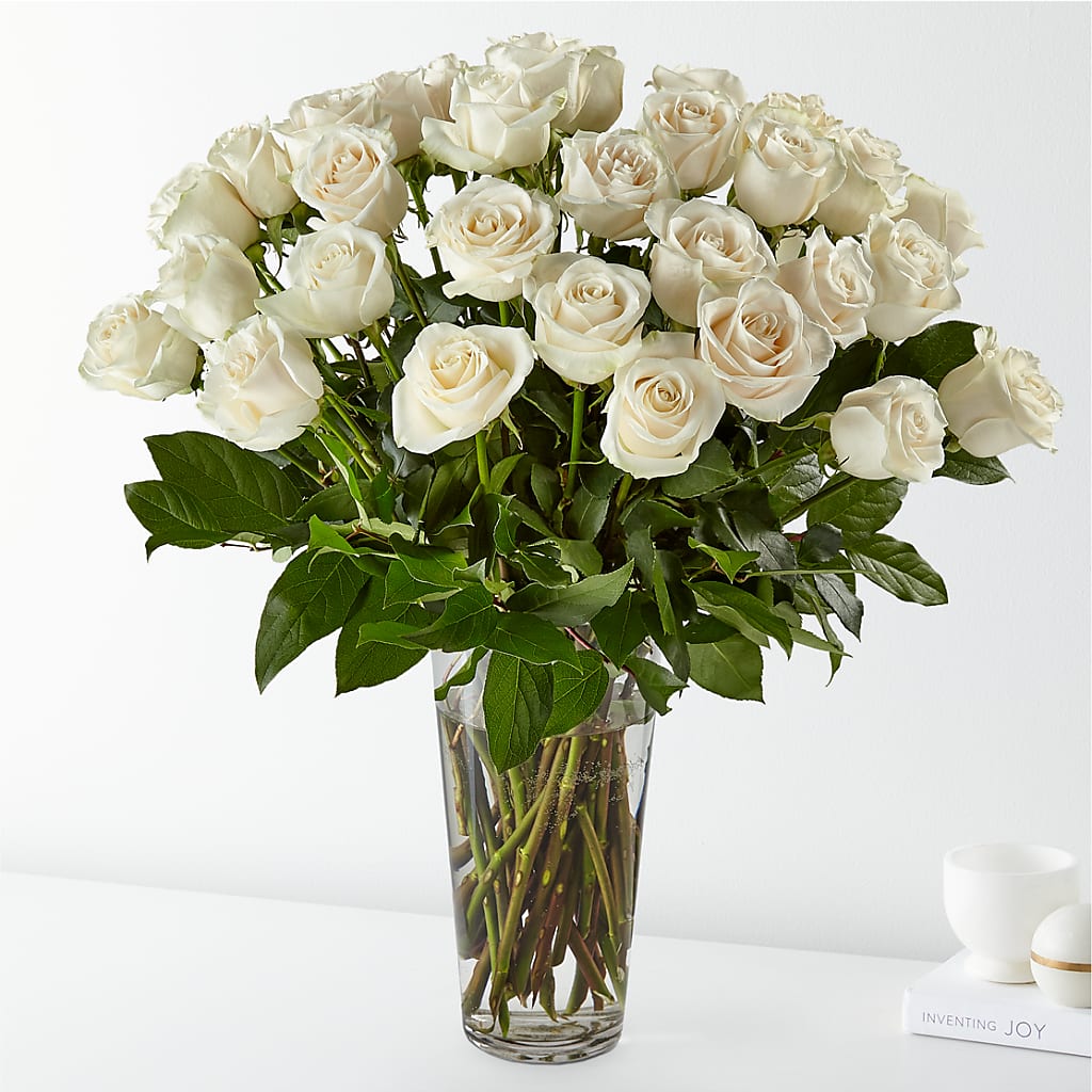 Long Stem White Rose Bouquet – Tala Florist Northshore, North Vancouver BC