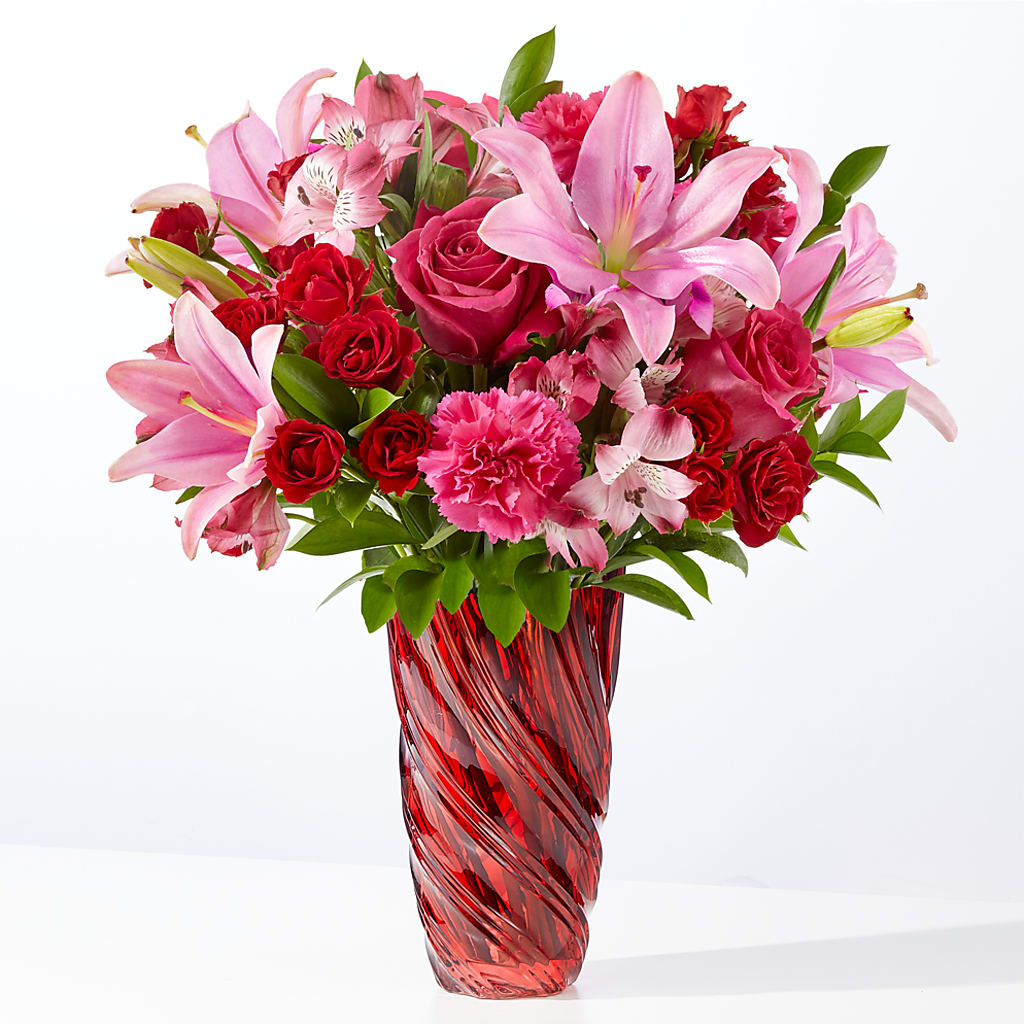 In Love Bouquet with Luxe Swirl Vase – Tala Florist Northshore, North Vancouver BC