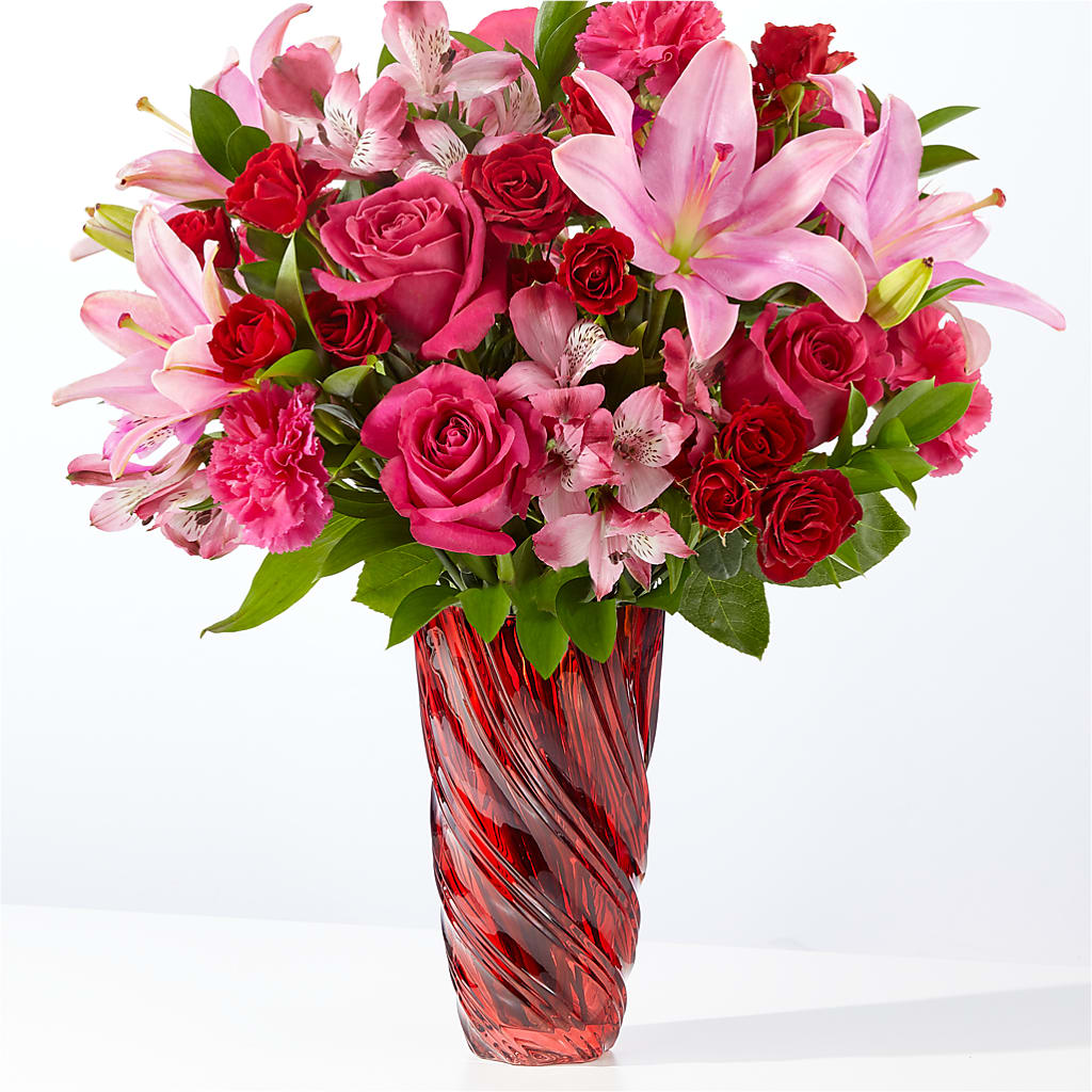 In Love Bouquet with Luxe Swirl Vase – Tala Florist Northshore, North Vancouver BC