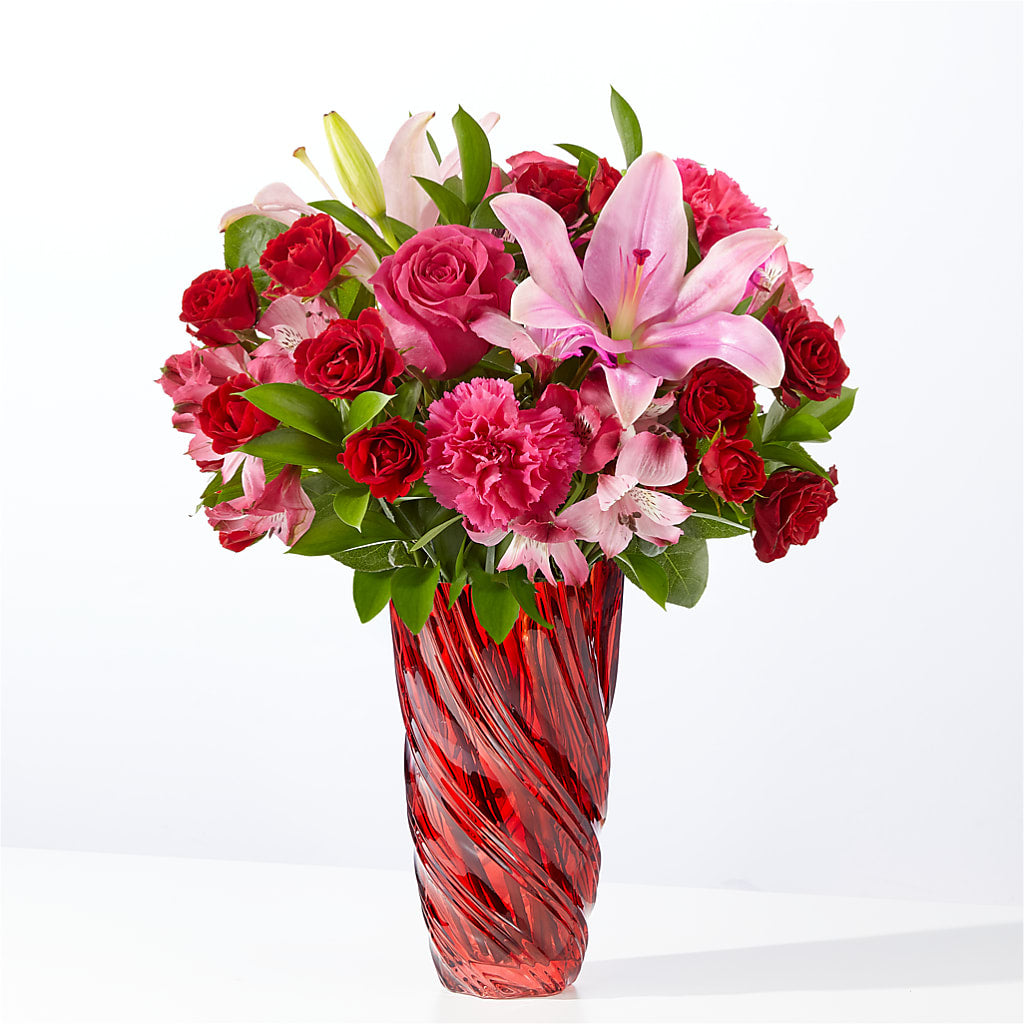In Love Bouquet with Luxe Swirl Vase – Tala Florist Northshore, North Vancouver BC