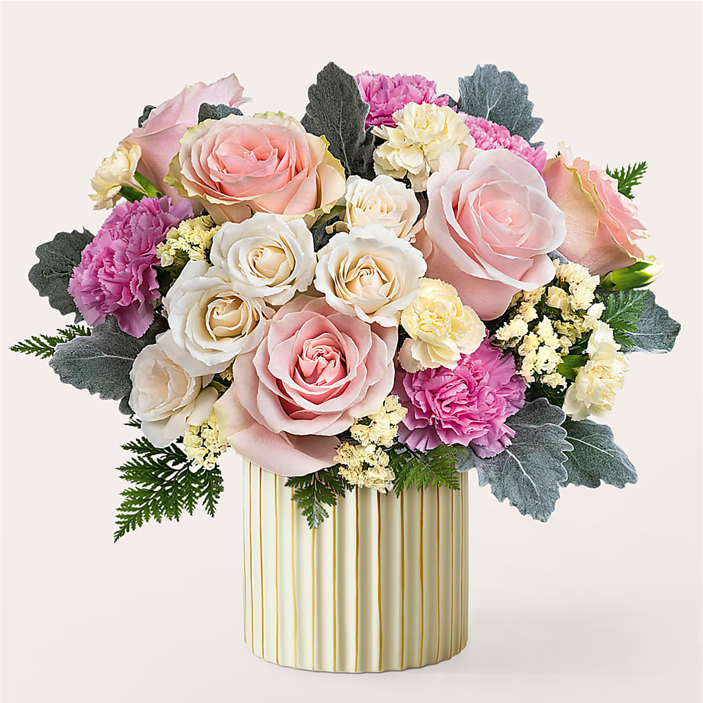 Blissful Moments Bouquet with Ivory Vase – Tala Florist Northshore, North Vancouver BC