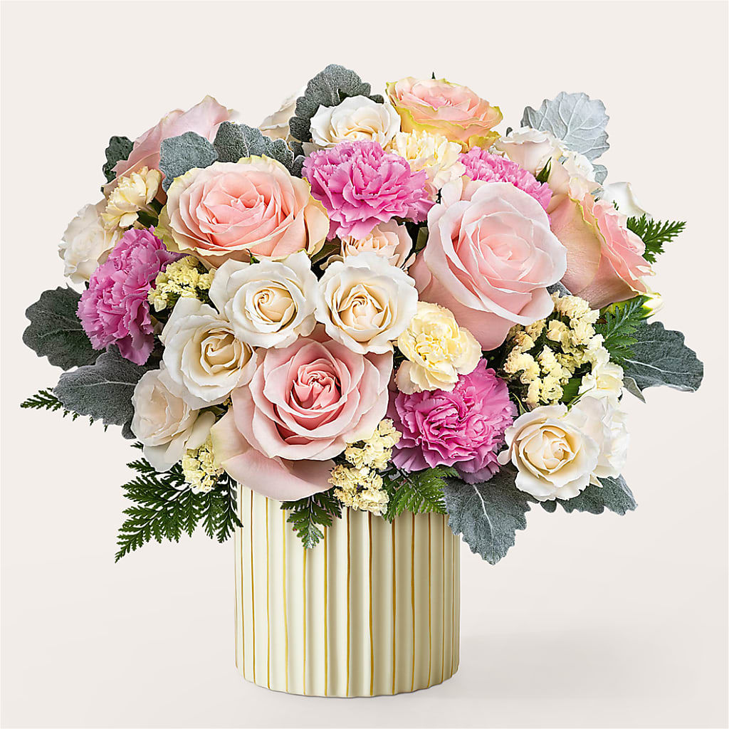 Blissful Moments Bouquet with Ivory Vase – Tala Florist Northshore, North Vancouver BC