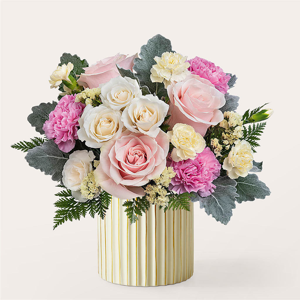 Blissful Moments Bouquet with Ivory Vase – Tala Florist Northshore, North Vancouver BC