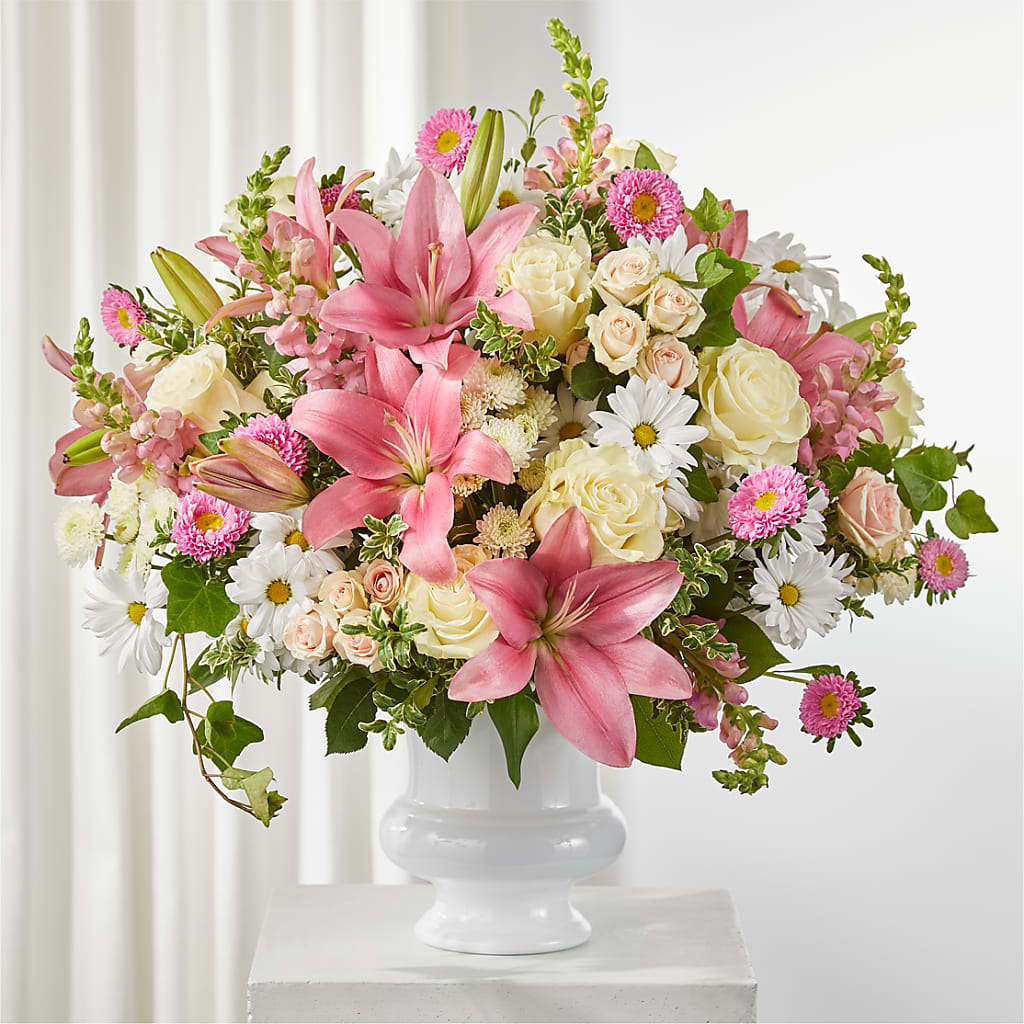 Empathetic Blooms Urn Arrangement – Tala Florist Northshore, North Vancouver BC
