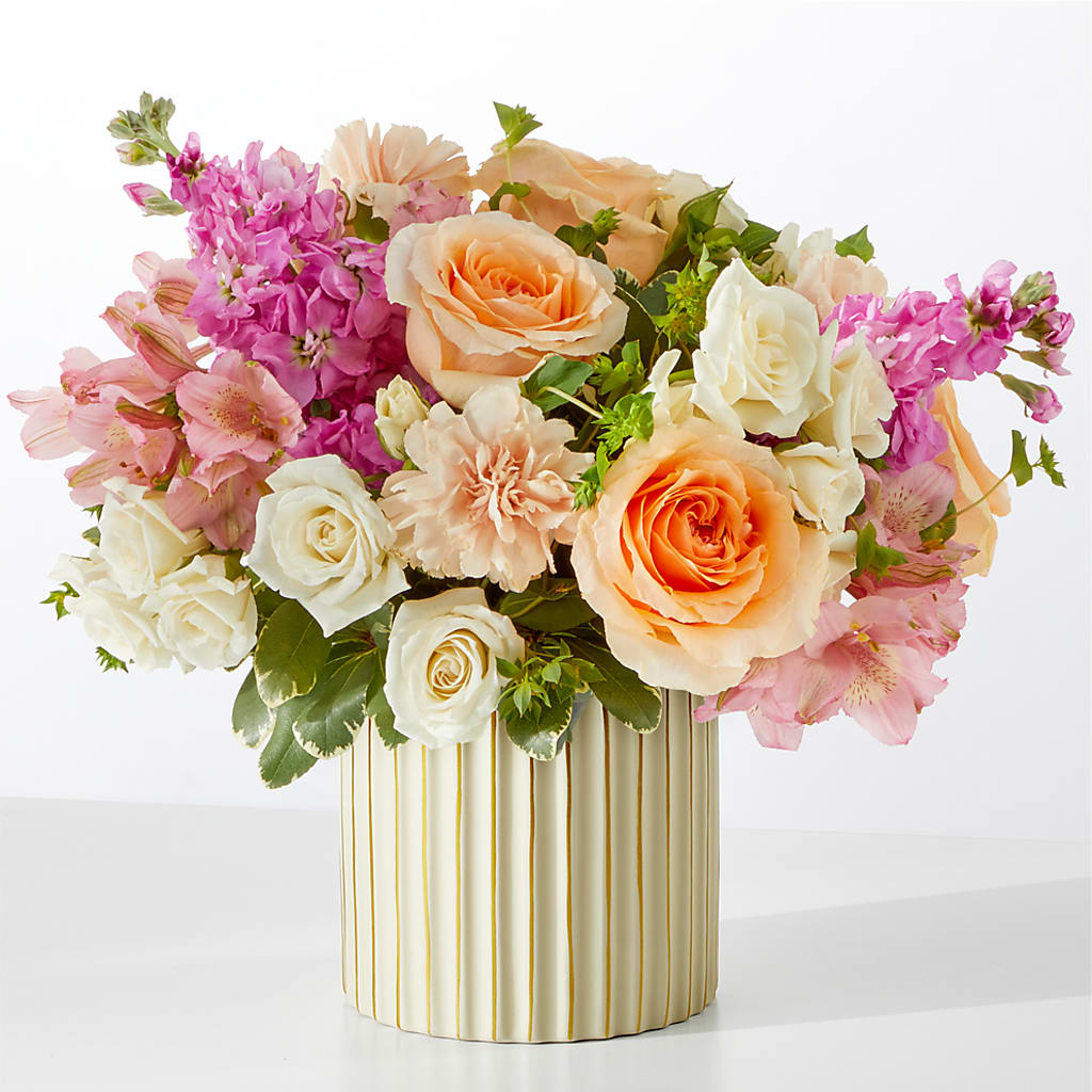 Paradise Bouquet with Ivory Vase – Tala Florist Northshore, North Vancouver BC