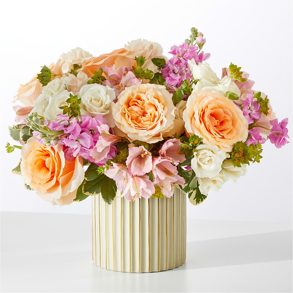 Paradise Bouquet with Ivory Vase – Tala Florist Northshore, North Vancouver BC