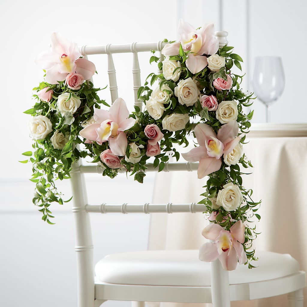 Orchid Rose Chair Décor – Tala Florist Northshore, North Vancouver BC