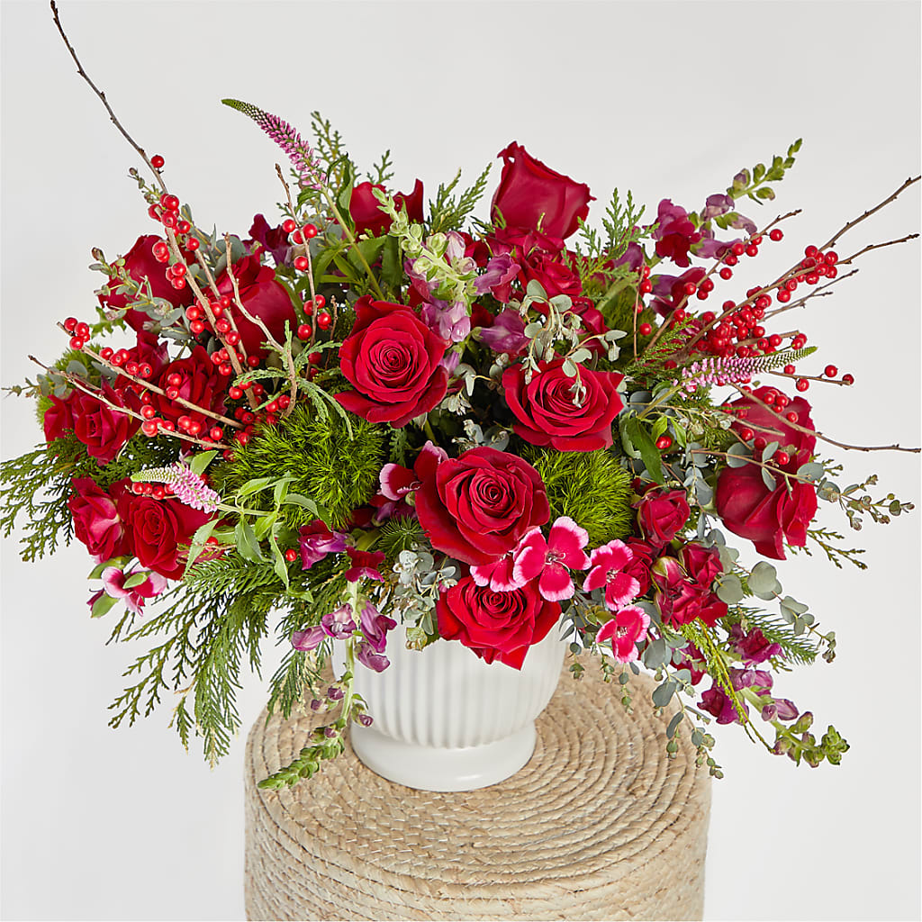 Big Red Bow Bouquet –  Tala Florist Northshore, North Vancouver BC