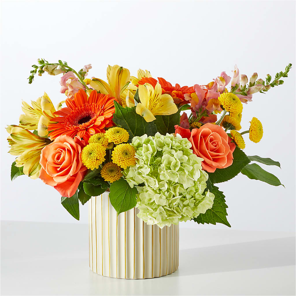 Autumn Sunshine Bouquet with Ivory Vase –  Tala Florist Northshore, North Vancouver BC