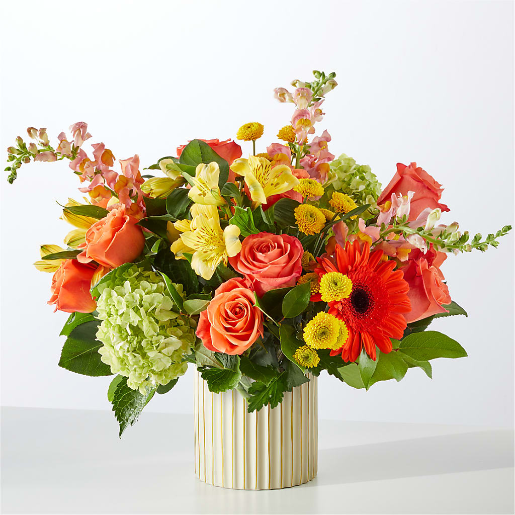 Autumn Sunshine Bouquet with Ivory Vase –  Tala Florist Northshore, North Vancouver BC