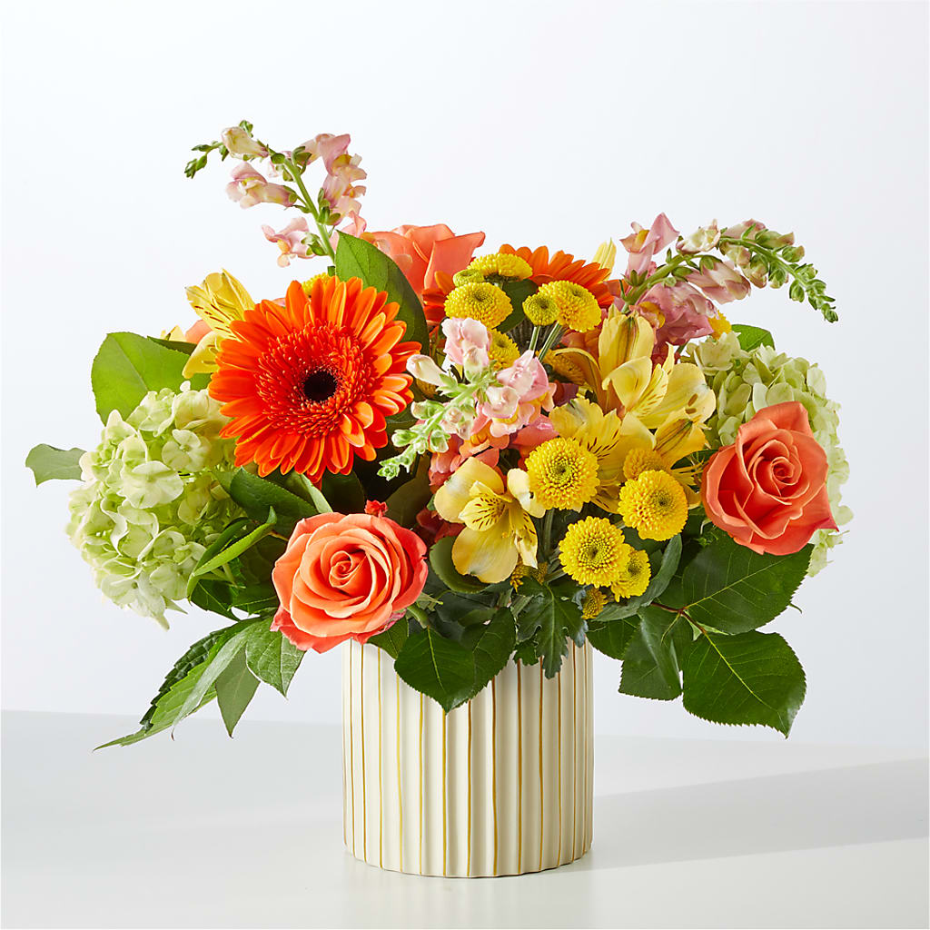 Autumn Sunshine Bouquet with Ivory Vase –  Tala Florist Northshore, North Vancouver BC
