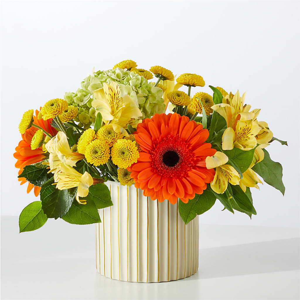 Autumn Sunshine Bouquet with Ivory Vase –  Tala Florist Northshore, North Vancouver BC