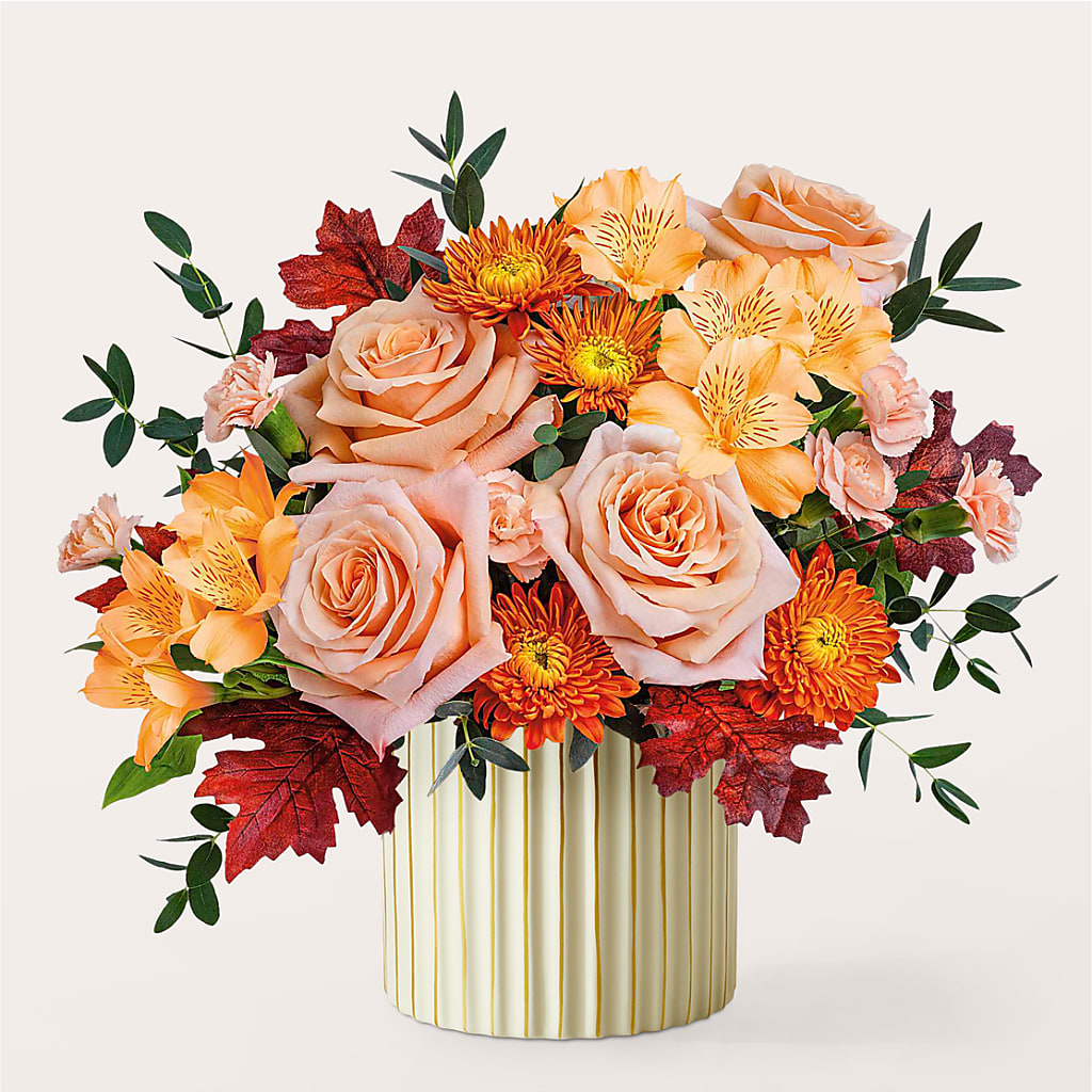Spiced Latte Bouquet with Ivory Vase –  Tala Florist Northshore, North Vancouver BC