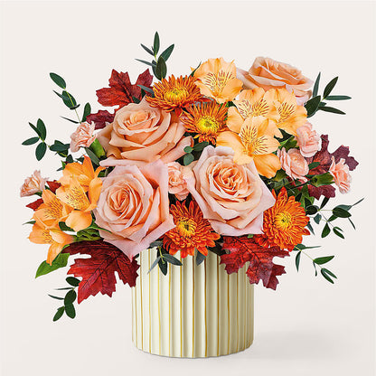 Spiced Latte Bouquet with Ivory Vase –  Tala Florist Northshore, North Vancouver BC