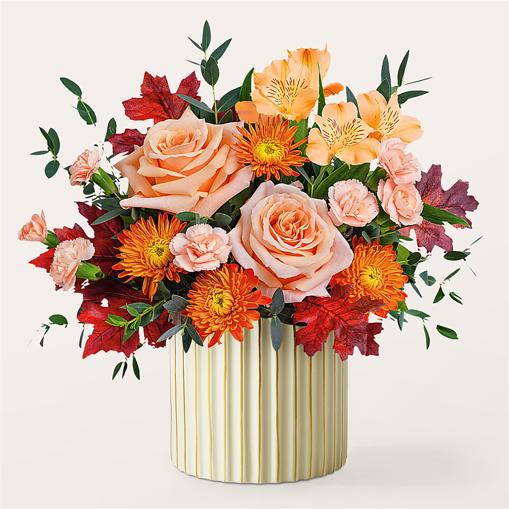 Spiced Latte Bouquet with Ivory Vase –  Tala Florist Northshore, North Vancouver BC