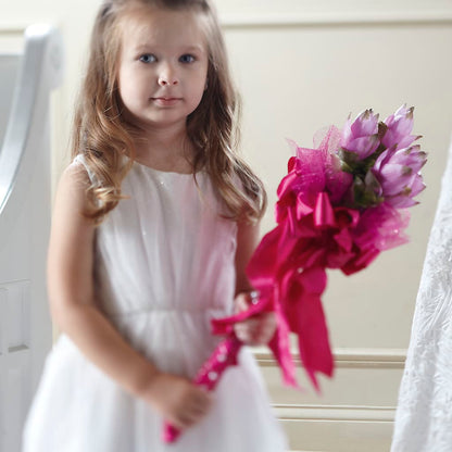 Sparkle Pink Flower Girl Bouquet –  Tala Florist Northshore, North Vancouver BC