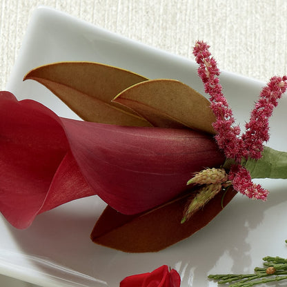 Red Calla Boutonniere –  Tala Florist Northshore, North Vancouver BC