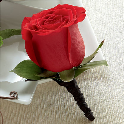 Red Rose Boutonniere –  Tala Florist Northshore, North Vancouver BC